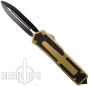 Tan Top Gun OTF Knife, Black Dagger Blade