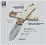 Benchmade Gold Class 318-181 Proper Ivory G-10/Mokume Non-Locking Folder Knife, Damasteel Damascus Blade
