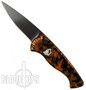 Piranha Orange Fingerling Auto Knife, 154CM Black Blade