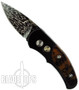 ProTech Damascus Custom J4 Cali-Legal Auto Knife, Desert Ironwood Inlay