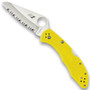 Spyderco C88SYL2 Yellow Salt 2 Folder Knife, H-1 Satin SpyderEdge Blade FRONT VIEW