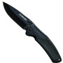 Schrade 207 Folder Knife, Black Plain Drop Point Blade