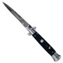 Godfather Black Wood Italian Stiletto Auto Knife, Satin Blade