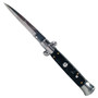 Godfather Black Marble Italian Stiletto Auto Knife, Satin Blade