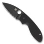 Spyderco Efficient Folder Knife, Black Combo Blade FRONT VIEW