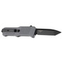 HK Grey Mini Incursion Tanto OTF Auto Knife, Black Blade REAR VIEW