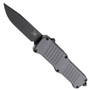 HK Grey Mini Incursion OTF Auto Knife, Black Blade FRONT VIEW