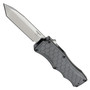 Hogue Knives Grey Exploit Tanto OTF Auto Knife, Tumbled Blade FRONT VIEW
