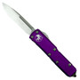 Microtech Violet UTX-85 OTF Auto Knife, Satin Blade Front View