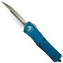 Microtech Turquoise Troodon Dagger OTF Auto Knife, Satin Blade Front View