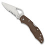 Byrd Brown Meadowlark 2 Folder Knife, Satin Combo Blade FRONT VIEW