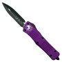 Microtech Violet Combat Troodon Dagger OTF Auto Knife, Black Blade Open Front View