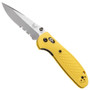 Benchmade Yellow Mini Griptilian Folder Knife, CPM-S30V Combo Blade FRONT VIEW