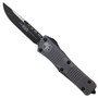 Microtech Distressed Grey Troodon OTF Auto Knife, Black Blade FRONT VIEW