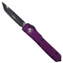 Microtech Violet Ultratech Tanto OTF Auto Knife, Black Blade FRONT VIEW