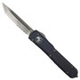 Microtech Grey Ultratech Tanto OTF Auto Knife, Stonewash Combo Blade FRONT VIEW