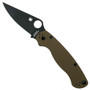 Spyderco Earth Brown Paramilitary 2 Folder Knife, Black Blade Open View