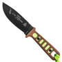 TOPS Survival Green Lite Trekker Fixed Blade Knife, Black Blade FRONT VIEW
