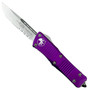 Microtech Violet Troodon OTF Auto Knife, Stonewash Combo Blade Open