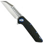 Marfione Custom Warhound Carbon Fiber Flipper Knife, Stonewash Blade Open