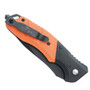 Bear OPS Orange Bold Action V Rescue Auto Knife, Black Blade REAR VIEW
