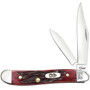 Case Peanut Old Red Bone Folder Knife, Satin Blades FRONT VIEW