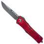 Microtech Distressed Red Combat Troodon OTF Auto Knife, Apocalyptic Stonewash Blade
