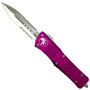 Microtech Violet Combat Troodon Dagger OTF Auto Knife, Satin Combo Blade