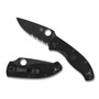 Spyderco Tenacious Lightweight Folder Knife, Black Combo Blade REAR VIEW