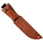 Ka-Bar USN Mark 1 Fighting Knife, Brown Leather Handle, Black Plain Edge, Sheath View