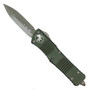 Microtech OD Green Combat Troodon Dagger OTF Auto Knife, Apocalyptic Stonewash Blade