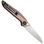 CIVIVI Copper McKenna Flipper Knife, Damascus Blade, Clip View