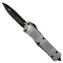 Microtech Gray Combat Troodon Dagger OTF Auto Knife, Black Serrated Blade