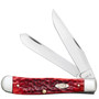 Case Dark Red Bone Trapper Folder Knife, CV Mirror Blades w/Pocket Clip