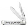 Case Religious Sayings "Worry Less; Pray More" Natural Bone Smooth Mini Trapper Knife