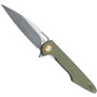 Artisan Cutlery Green G10 Archaeo Carbon Fiber Flipper Knife, D2 Blade