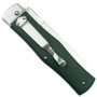 Mikov 241 Predator Green ABS Handle Leverlock Auto Knife with Clip, Single Edge Dagger, Clip