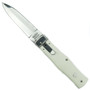 Mikov 241 Predator White ABS Handle Leverlock Auto Knife with Clip, Single Edge Dagger