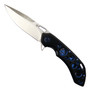 Olamic Cutlery Isolo SE Blue Acid Rain Holes Wayfarer 247 Knife,  Satin Drop Point