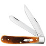 Case Amber Bone Sawcut Jig BareheadTrapper Knife