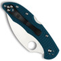 Spyderco Blue Lightweight Delica 4 Folder Knife, Satin K390 Wharncliffe Blade, Clip View