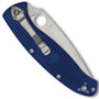 Spyderco Blue Resilience Lightweight Folder Knife, Combo Satin Blade, Clip View