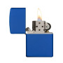 Zippo Regular Royal Blue Lighter, Zippo 229 open view