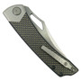 BRS E-Volve Gold Lightning Khopesh Thumb Slot Folder Knife, Stonewash Blade, clip view