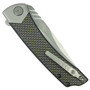 BRS E-Volve Gold Lightning Khopesh Flipper Knife, Stonewash Blade, clip view