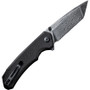 CIVIVI Black Brazen Linerlock Flipper Knife , Damascus Tanto Blade, back view