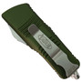 Microtech Mini Troodon OD Green OTF Auto Knife, Tanto Stonewash Blade, Clip View