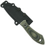 White River Black and OD Green Linen Micarta Sendero Pack Fixed Blade Knife, S35VN Stonewash Blade, Sheath View Front