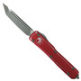 Microtech Distressed Red Ultratech OTF Auto Knife, Tanto Apocalyptic Blade