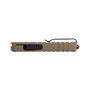 Tekto Desert Tan Badger A2 OTF Automatic Knife, Black Tanto Blade, Side View